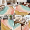 thumbnail image 5 of Teal Pink Yellow Ombre Area Rugs 6'x9', Washable Small Throw Rugs for Kitchen Dining room, Summer Beach Coastal Gradient Indoor Outdoor Rug Non-Slip Low Pile Carpet Runner Reversible Floor Mats, 5 of 8