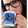 thumbnail image 2 of 3drose, Dolphin with Its Mouth Open at Oceanographic Aquarium in Valencia, Spain, 15oz Two-tone Red Mug, 2 of 6