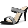 thumbnail image 2 of BLISSFUL STEP Women's Open Toe Stiletto High Heel Rhinestone Mules Sandals, 2 of 7