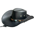 thumbnail image 2 of Trayknick Retro Ethnic Style Faux Leather Western Cowboy Hat with Belt Decor - Adjustable Vintage Gentleman Dress Hat, 2 of 8