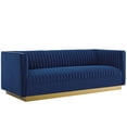 thumbnail image 2 of Ergode Sanguine 3 Piece Vertical Channel Tufted Upholstered Performance Velvet Set - Navy, 2 of 5