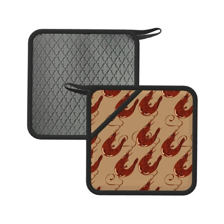 

2PCS Pot Holders for Kitchen - Heat Resistant Silicone Pot Holders with Hanging Loop Shrimp No.9054 Non Slip Oven Hot Pads Potholders for Decor Baking Cooking Kitchen