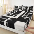 thumbnail image 3 of Homewish Geometric Rectangle 4-Piece Full Size Sheets for Female Men Women,Retro Minimalist Bed Sheets,Vintage Aesthetic Lightweight Sheet Sets,Microfiber Bedroom Decor, 3 of 7