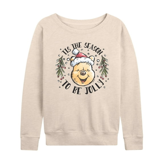 Disney Winnie The Pooh - Tis The Season To Be Jolly Christmas - Women's Lightweight French Terry Long Sleeve Shirt