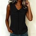 thumbnail image 5 of Shihyeh Women’s Sleeveless Peter Pan Collar Solid Color Casual Cutwork Detail Blouse Top, 5 of 7