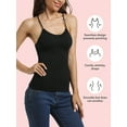 thumbnail image 3 of Womens Yoga Camisole Spaghetti Strap Sleeveless Cami with Built-in Bra Compression Tummy Control Tank Top, 3 of 6