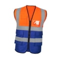 thumbnail image 2 of Chaleco reflectante de seguridad de alta visibilidad, ligero y con bolsillos para almacén. Naranja y azul, 2 of 9