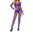 thumbnail image 1 of TINZ Bodystocking en Résille à Manches Longues pour Femmes avec Entrejambe Ouvert Lingerie Transparente pour Porter Collants d'Hiver en Résille pour Femmes, 1 of 5