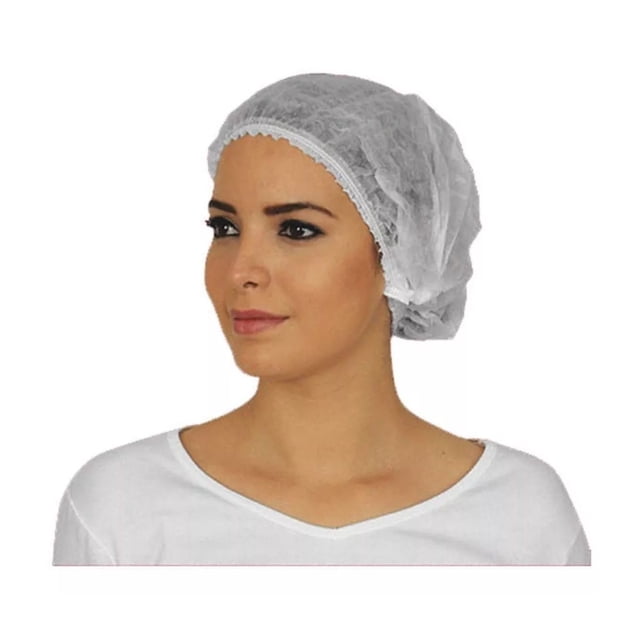 100pz Cofia Alyger Gorro Plisado Libre Latex Elastico Doble Blanco Higienica Ligera Desechable