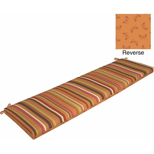 Mainstays Outdoor Bench Cushion, Orange Stripe