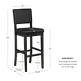 thumbnail image 5 of Linon Milano 31" Indoor Padded Mid Back Barstool, Black Faux Leather, 5 of 22