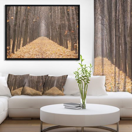 DESIGN ART Designart 'Yellow Road through Fall Forest' Modern Forest Framed Canvas Art
