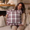 thumbnail image 7 of Kuokaa Burgundy Plaid Ruffle Christmas Throw Pillow with Insert, Decorative Checkered Cushion for Sofa Couch Chair Bed Farmhouse Holiday Home Decor, 17.72 x 17.72 in, 7 of 7