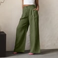 thumbnail image 6 of Pxxlle Linen Pants for Women Business Casual Wide Leg Slacks Solid Color High Waisted Trousers with Pockets Army Green XL, 6 of 7