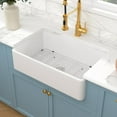 thumbnail image 2 of Sarlai 33 White Farmhouse Sink - 33x20 Inch Kitchen Sink Apron Front Ceramic Porcelain Vitreous Fireclay Single Bowl Farmer Sinks Basin, 2 of 9