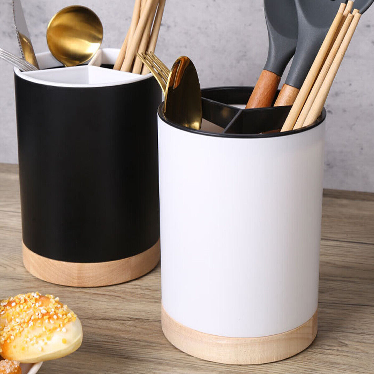 WEISIPU Kitchen Utensil Holder for Countertop, Cooking Utensil Organizer Storage Caddy for Cutlery, Draining Tableware Spoon Forks Chopstick Storage Box