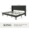 thumbnail image 6 of Amolife King Size Upholstered Platform Bed Frame with Fabric Diamond Deluxe Wingback Headboard, Dark Grey, 6 of 9
