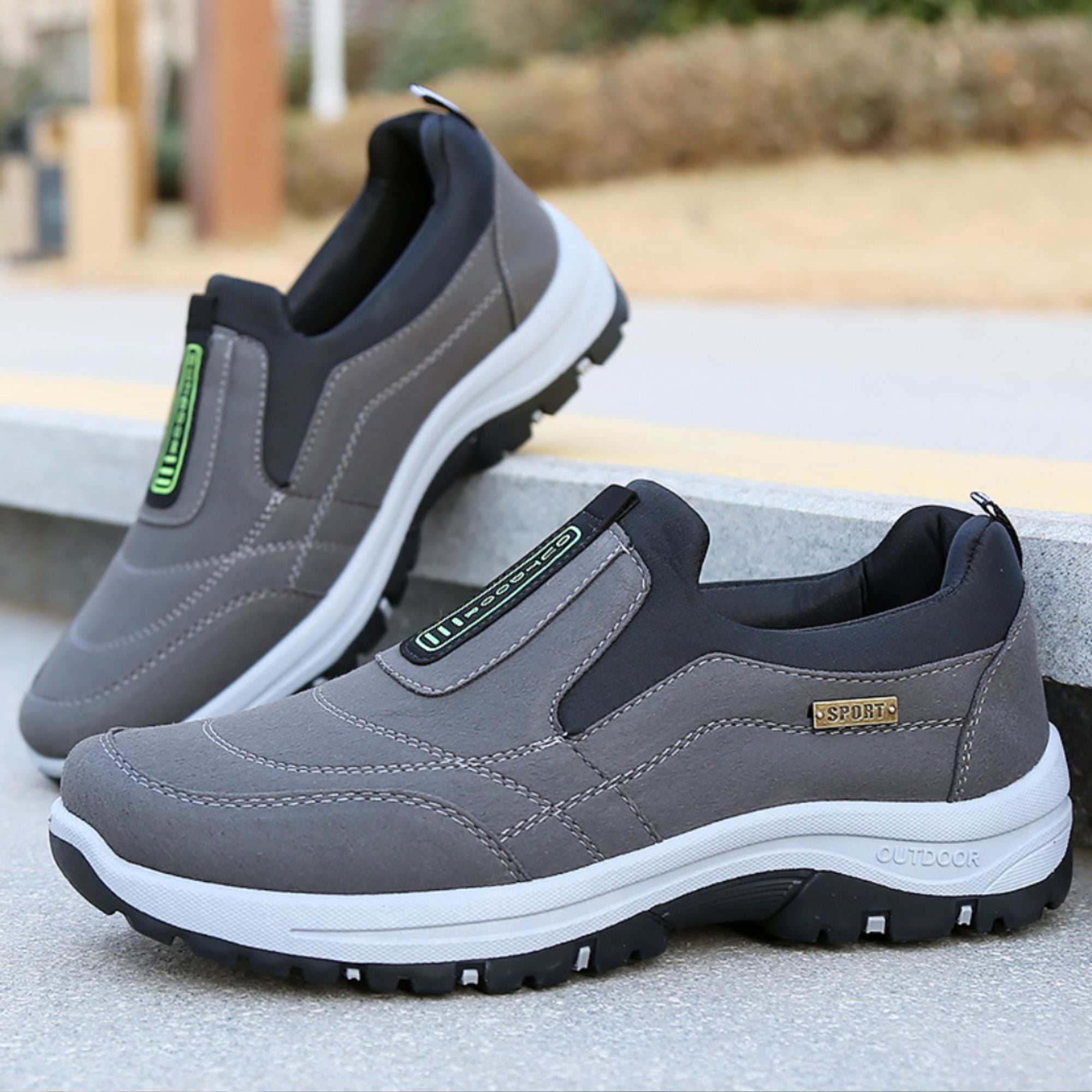 CHICVOMEY Orthopedic Shoes for Men Walking Sneakers with Arch Support Comfortable Slip On Waterproof Hiking Sneakers Outdoor Non Slip Casual Everyday Wear