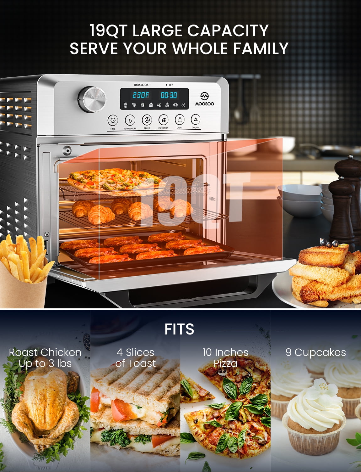 Moosoo 18l sale air fryer oven