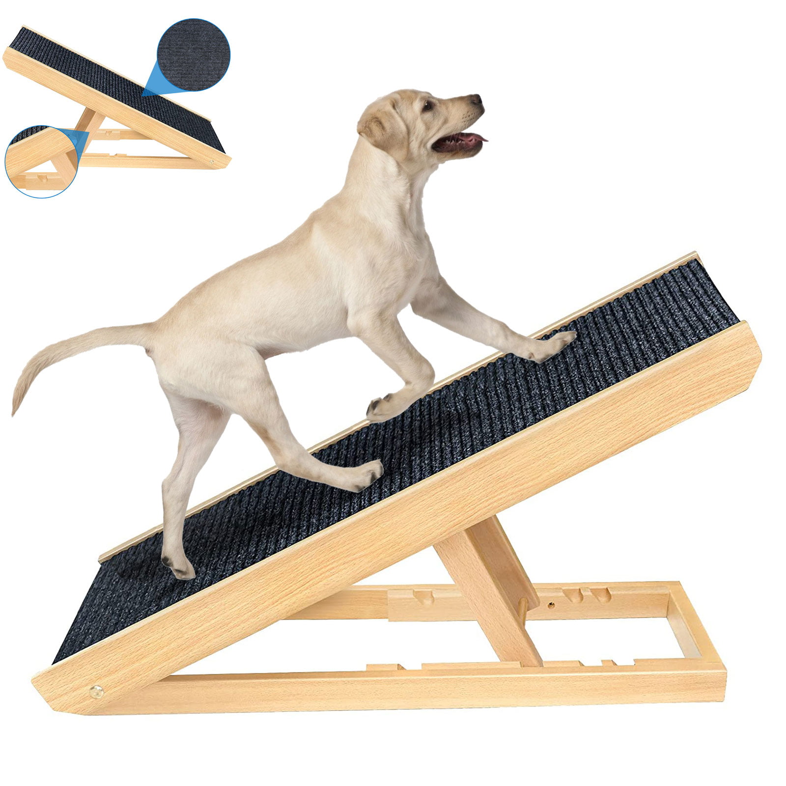 Height Adjustable from 12-24 Adjustable Pet Ramp for Dogs and Cats Folding Ramp for Pets with Paw Traction Mat Holds up to 80 lbs White AlphaPaw PawRamp Full 40 x 16 Surface 