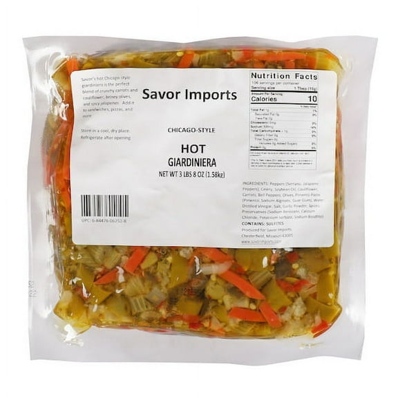 (Price/Case)Savor Imports Chicago Style Hot Giardiniera, 56 Ounce, 7 per case