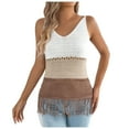 thumbnail image 2 of ShaoRunShi Womens Crochet Knit Tank Tops Sleeveless V Neck Fringe Boho Top Color Block Beach Vacation Camisole, 2 of 9