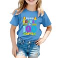 thumbnail image 4 of PMVFHDE T-Shirts pour Filles Hauts d'Été pour Filles Hauts Décontractés pour Filles T-Shirts pour Filles Garçons et Filles Mode Décontractée Imprimé Col Rond Manches Courtes T-Shirt Haut Bleu Ciel, 8-9 Ans, 4 of 4