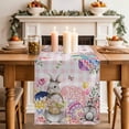thumbnail image 2 of Table Runner 120 Inches Long for Kitchen Dining, Bunny Easter Dresser Scarf Farmhouse, Dining Table Decorations for Wedding/Parties, Pink Eggs Plaid Spring Floral Farmhouse 13 x 120 In, 2 of 8