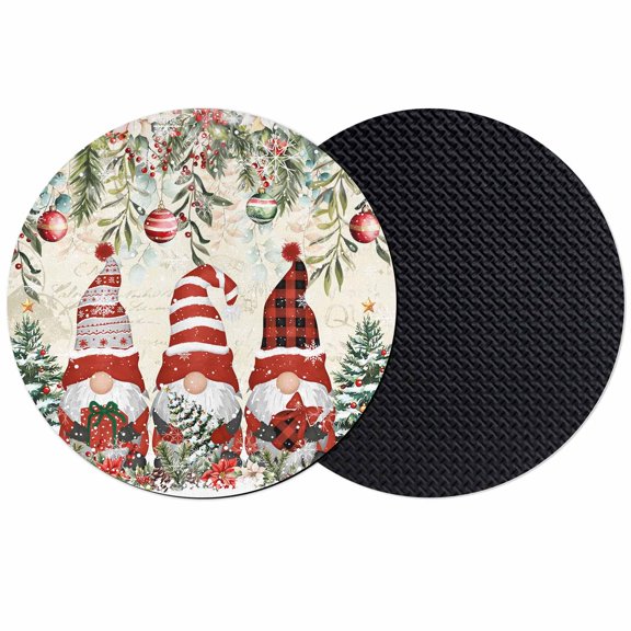 Beige Christmas Coasters Set of 2, Absorbent Coasters for Drinks, Gnomes Xmas Tree Poinsettia Eucalyptus Coaster for Desk Coffee Table Protection, Home Decor House Warming Gifts 4"