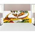 thumbnail image 1 of Beach Headboard, Image of Young Man in Hammock and Message in a Bottle at Beach Design, Upholstered Decorative Metal Bed Headboard with Memory Foam, Full Size, White Green Yellow, by Ambesonne, 1 of 4