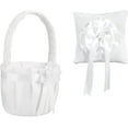 thumbnail image 2 of Modern Ring Pillow With Matching Flower Basket Wrapped in White Lace Fabric With Ribbon, 2 of 4