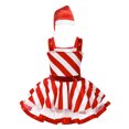 thumbnail image 2 of TiaoBug Kids Girls Chritsmas Candy Cane Costume Sequins Sleeveless Striped Figure Skating Tutu Dress Red 4, 2 of 7