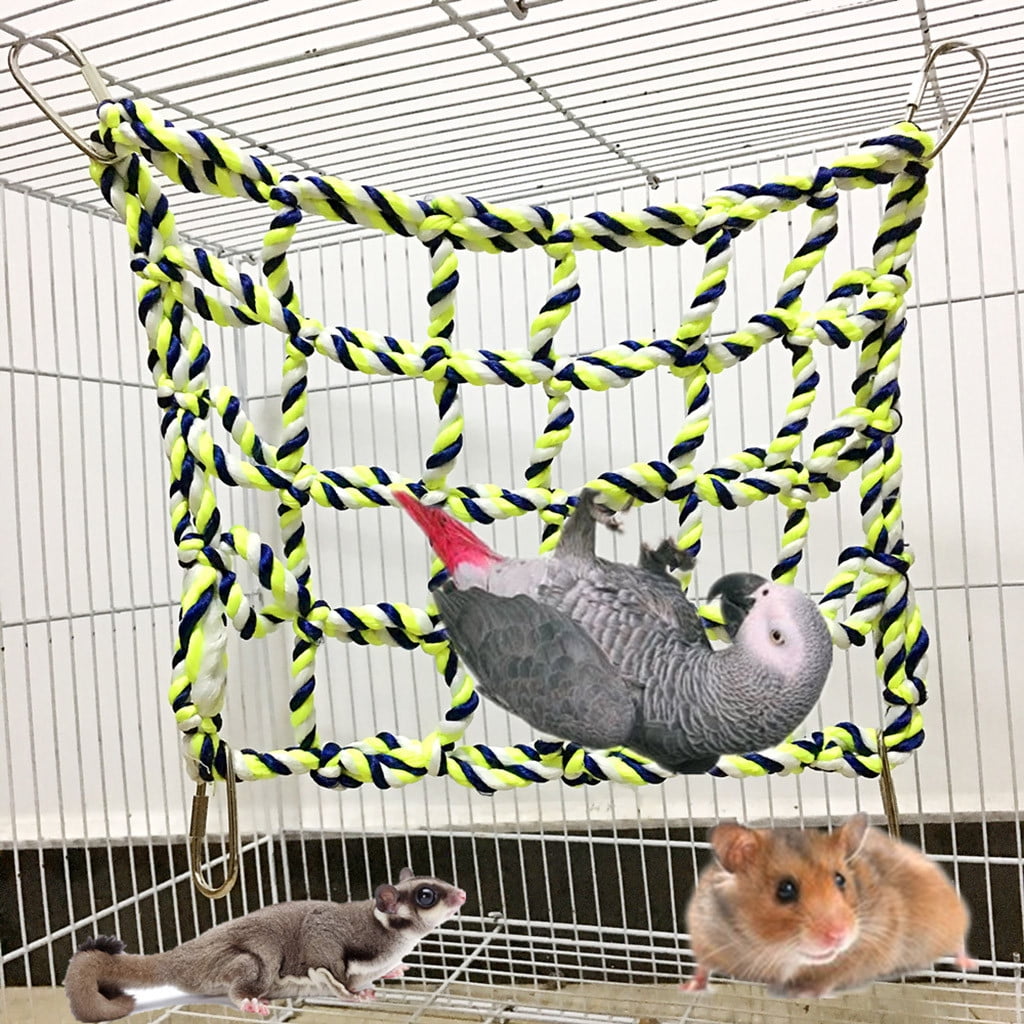 Pet Climbing Net, Xshuai Durable Rope Hanging Toy for Small Animals, Hamster Rat Ferret Cage Accessory with Metal Clips Exercise Enrichment Play Area
