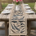 thumbnail image 4 of Blue Ocean Whales Table Runner 120 Inches, Retro Coastal Underwater Animal Brown Bed Runner Dresser Scarves Tabletop for Indoor Outdoor Parties/Ceremony/Banquet, 13"x 120", 4 of 8