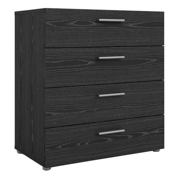 Pemberly Row Contemporary 4-Drawer Engineered Wood Chest in Black