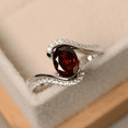 thumbnail image 2 of Unique Oval Cut Red Garnet Curved Ring in 925 Sterling Silver - January Birthstone - Proposal Ring For Her, 2 of 6
