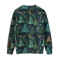 thumbnail image 4 of WTOBBY Women's Christmas Floral Knitted Top, Long Sleeve Round Neck Casual Sweater, Holiday Print Pullover Blouse for Seasonal Style, Soft Yarn Construction for Comfort,Dark Green 2XL, 4 of 5