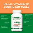thumbnail image 5 of Zaytun Vitamins Halal Vitamin D3 5000 IU, 180 Softgels, 5 of 10