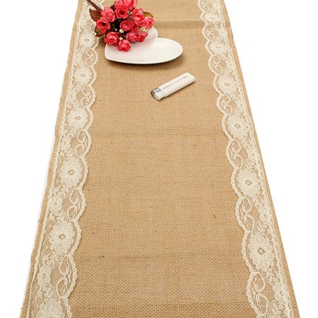 Hot Burlap Lace Hessian Table Runner 280x30cm Rustic Natural Jute