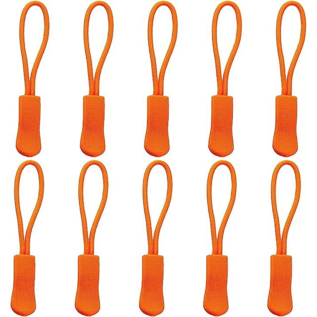 Zhuge 10 tiradores de cremallera de repuesto de color naranja, extensores de cordón para mochilas, chaquetas, equipaje, carteras y bolsos