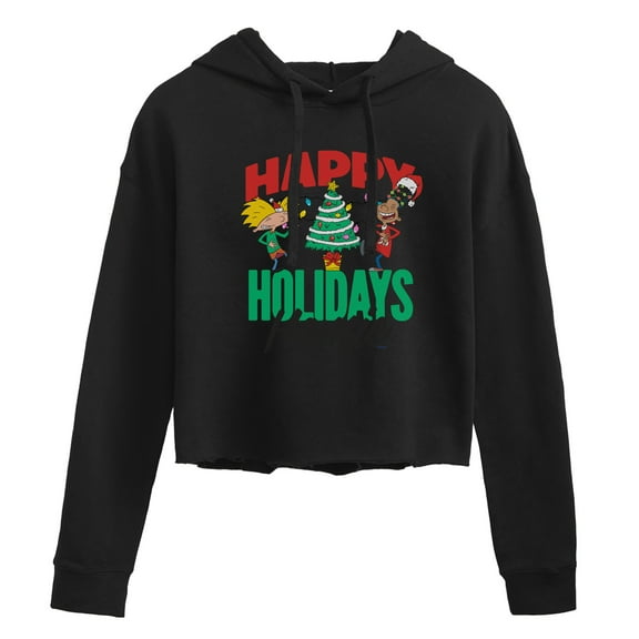 Hey Arnold! - Holiday Homies - Juniors Cropped Pullover Hoodie