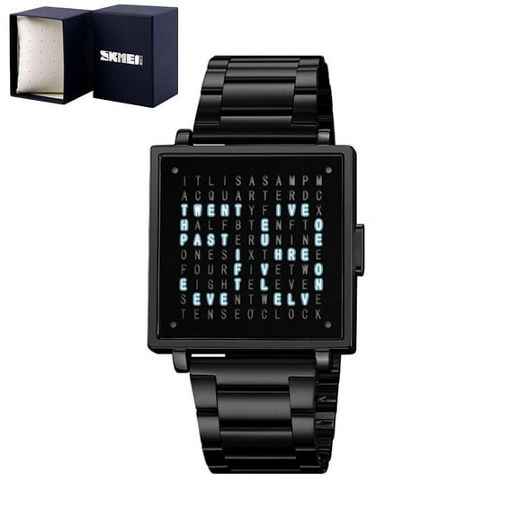 Lttoisl® Digital LED Pattern Display Men's Watch 3ATM Sport Stainless Steel W4N9