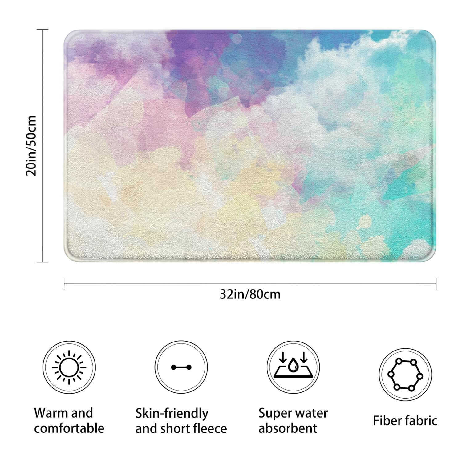 20x32 Inch Ultra Soft Faux Bath Mat Non Slip Absorbent Microfiber Bathroom Rug, Liquid & Marble Print