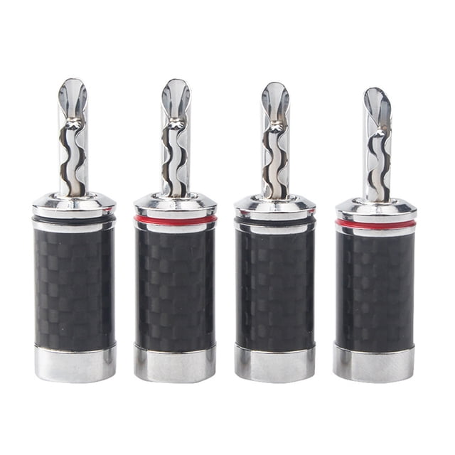16Pcs Banana Plugs Hi-End HIFI DIY Carbon Fiber Copper Plated Rhodium Electrical Audio Jack Banana Connector Plug