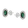thumbnail image 3 of Emerald Green Round Sparkle Crystal .925 Silver Stud Earrings, 3 of 4