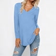 thumbnail image 2 of Fgnfyis Women'S T-Shirts Casual Long Sleeve Crewneck Solid Color Basic Top Comfortable Everyday Wear Soft Breathable Womens Long Sleeve Tops Sky Blue XXXL, 2 of 5