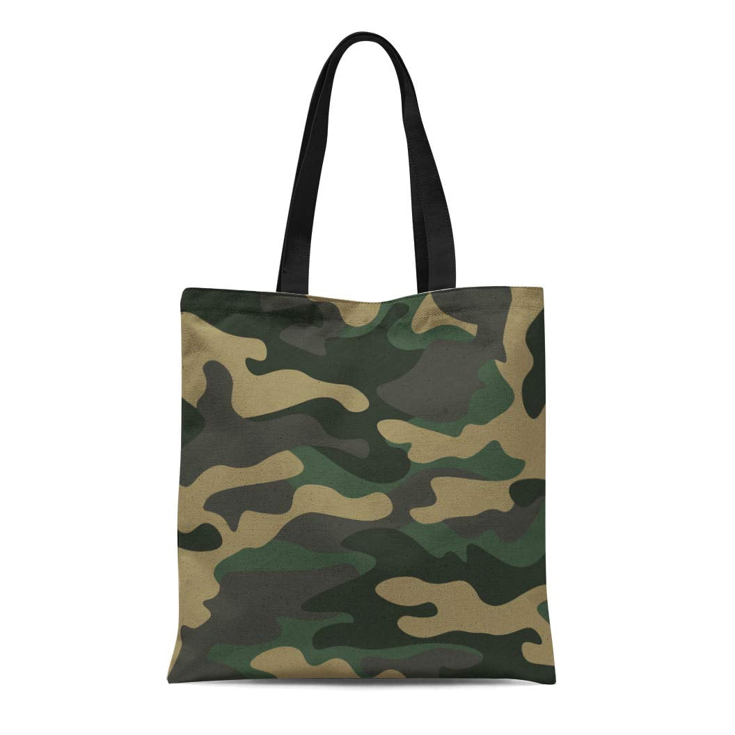 ASHLEIGH Canvas Tote Bag Camouflage Pattern Classic Masking Camo Green