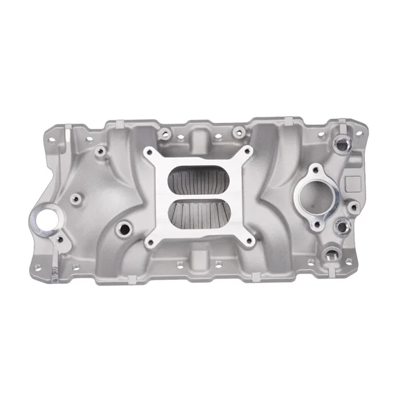 WOLFWO Dual Plane Front Intake Manifold Fits for Small Block Chevy SBC 262-400 1955-1986