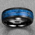 thumbnail image 4 of 8mm Black with Blue Unisex Tungsten Wedding Ring Imitated Meteorite and Arrows Inlay, 4 of 5