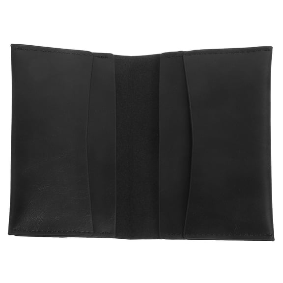 OUNONA Slim Men's Black PU Business Card Holder for Organized Card Holding